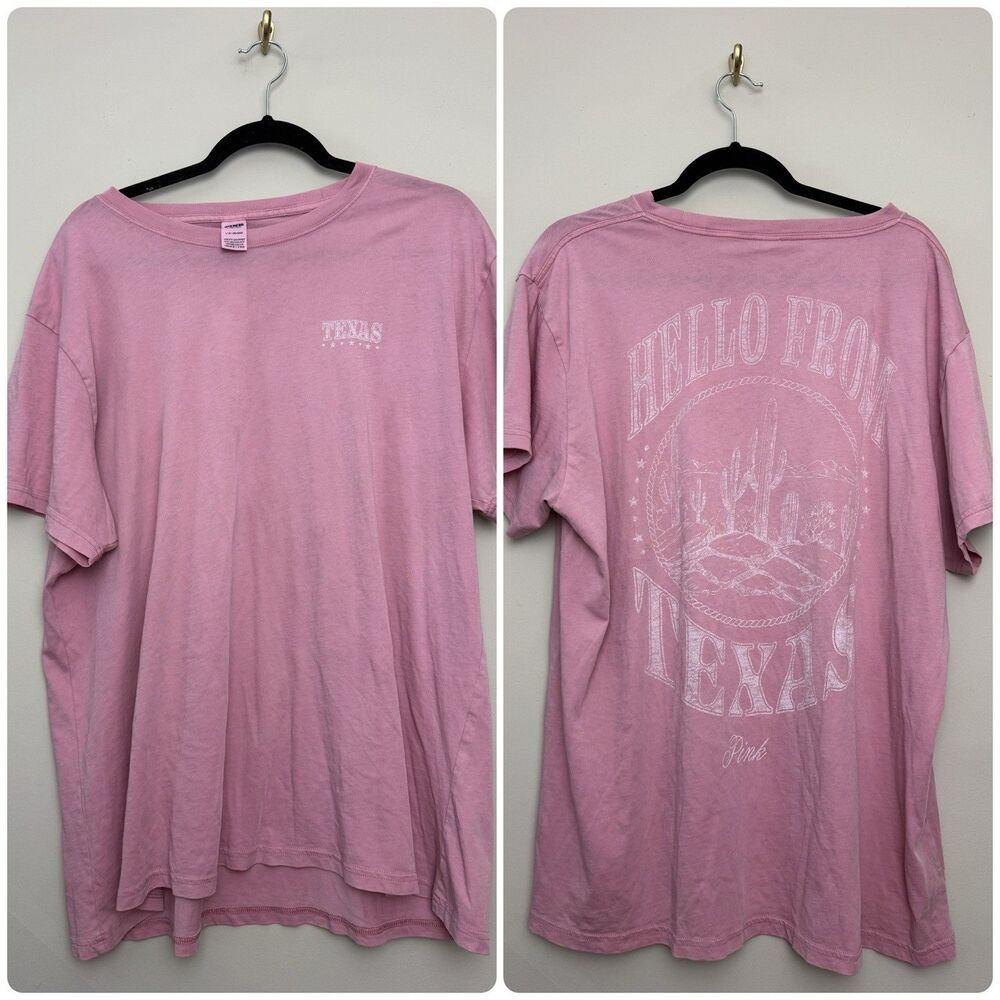 Victoria's Secret PINK Short Sleeve Texas Graphic T Shirt Top Size 2XL Cotton